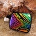 Dichroic Fused Glass Hand Etched  Pendant, Fused Glass Pendant -Mardi Gras
