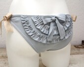 UPCYCLED Bikini-Style Panty - CUPCAKE REINCARNATION Marie Antoinette - candy blue cotton jersey - cute ruffles & bow - size M 102/106