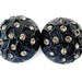 Beautiful and Big Pair of Vintage Paste Smoky Gray Rhinestone in Black Plastic Buttons
