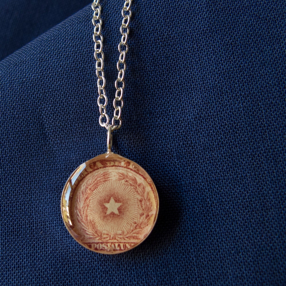 Paraguay Postage Stamp Necklace - Medium