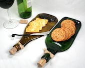 Gold Wine Bottle Flat Serving Tray with Cork and Raffia - Recycled Eco-Friendly - ShifflettStudios