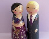Hand Painted Love Boxes Custom Indian Wedding Bride and Groom Cake Topper Doll Wood
