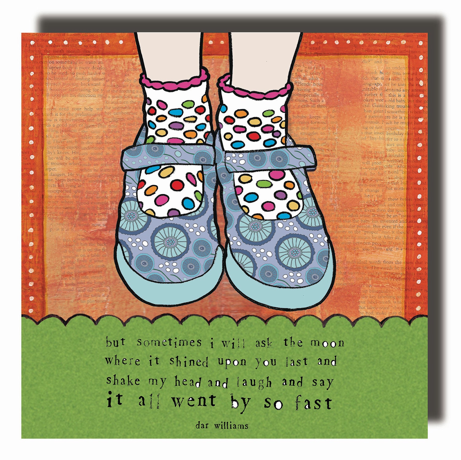 It all went by so fast (floral/girl) 10x10 print on wood