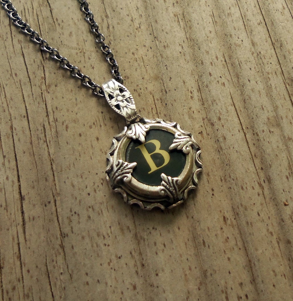 Vintage Typewriter Key Wrap Necklace Letter B