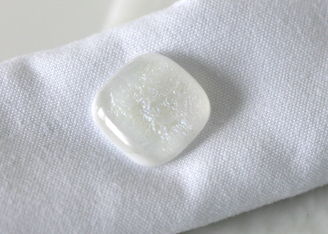 Winter White Dichroic Glass Mens Tie Tack TC004