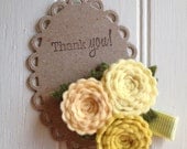 Wool Felt Flower Hair Clip - Fun Clippie - Yellows