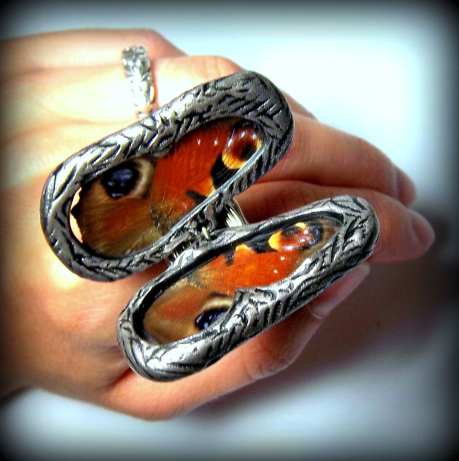 Real Butterfly Wing Ring PEACOCK BUTTERFLY ENTIRE Butterfly Ring Butterfly Jewelry