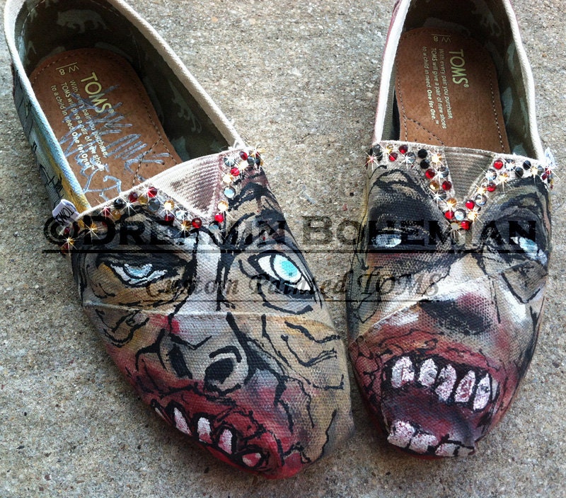 Zombies painted on YOUR TOMS Walking Dead Halloween zombie scary ghouls bling