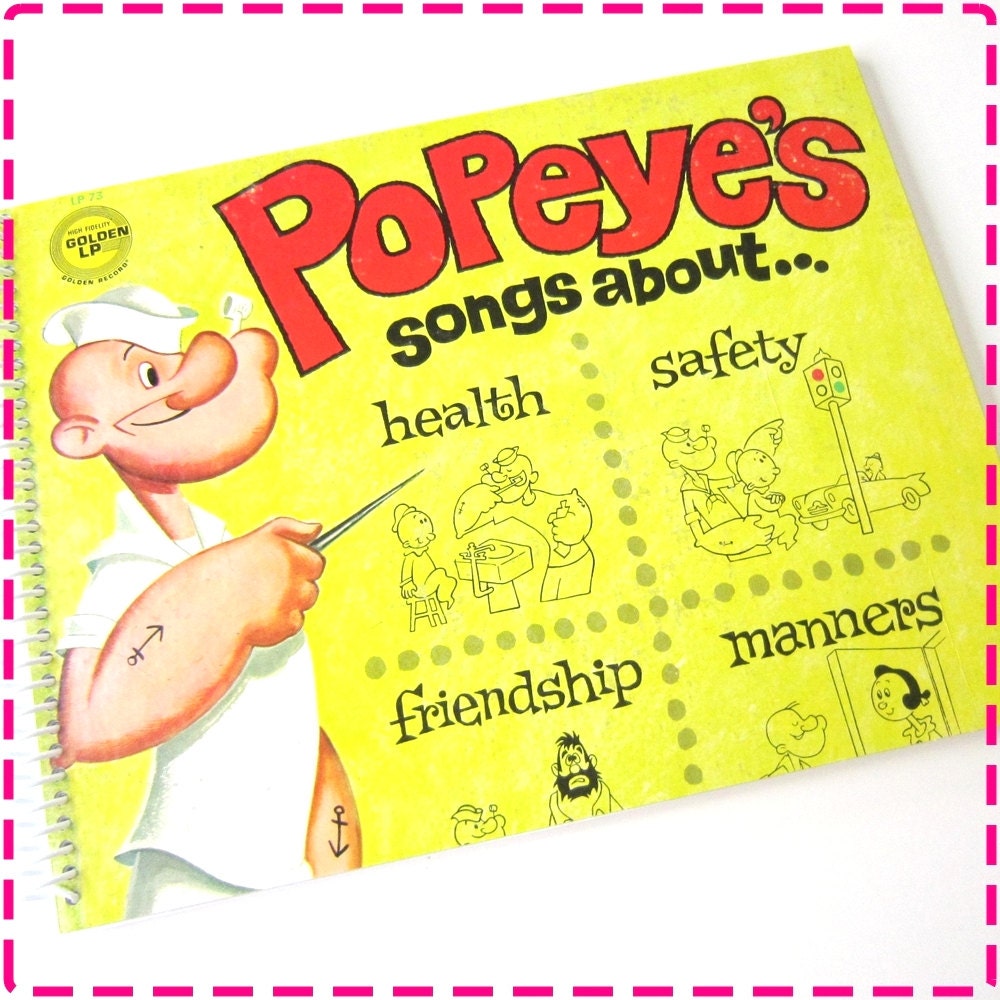 Items Similar To POPEYE S SONGS ABOUT Health Safety Friendship Manners Recycled Upcycled 