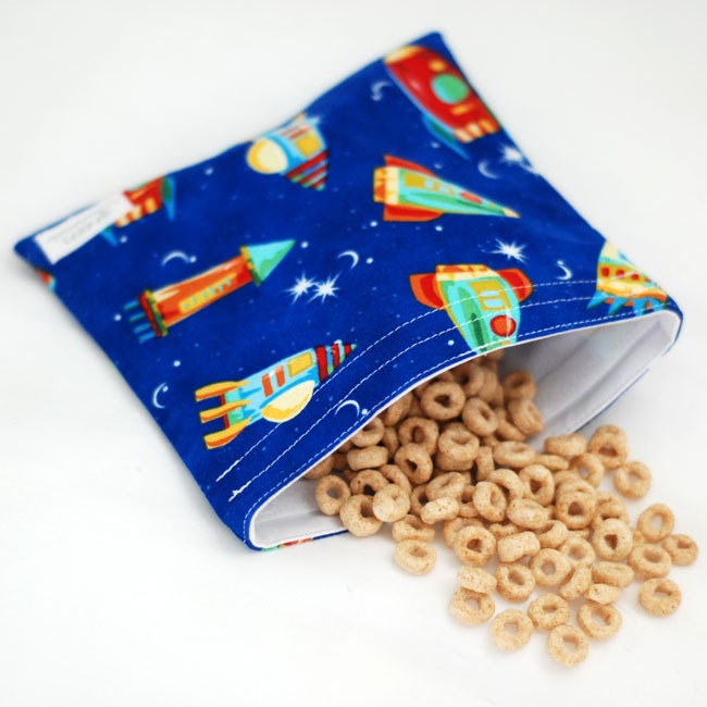 Rocket Ship - Medium Reusable Sandwich Bag from green by mamamade