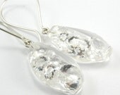 Zirconia Earrings, Clear Resin Earrings with Small Round Zirconias and Sterling Silver