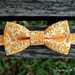 Mens Gorgeous Orange and White Floral Bow Tie, pre-tied and adjustable bowtie