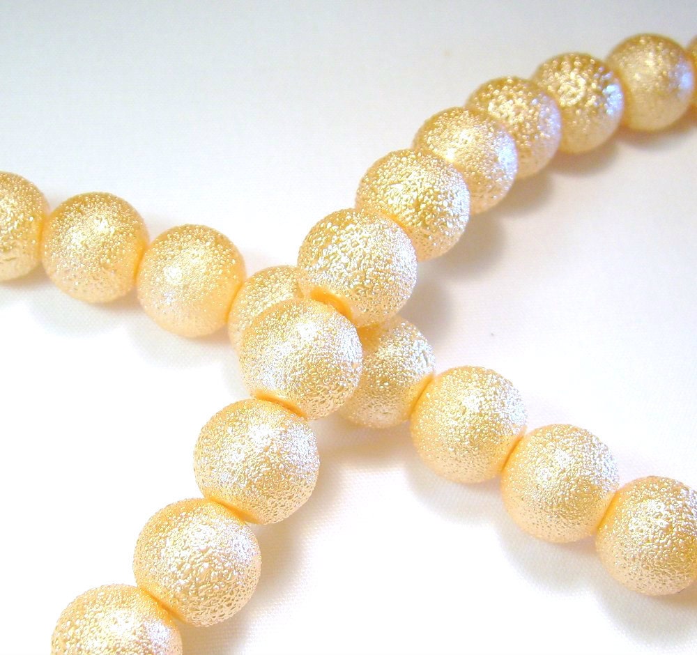 Peach Textured Glass Pearl Beads 10mm 43ct
