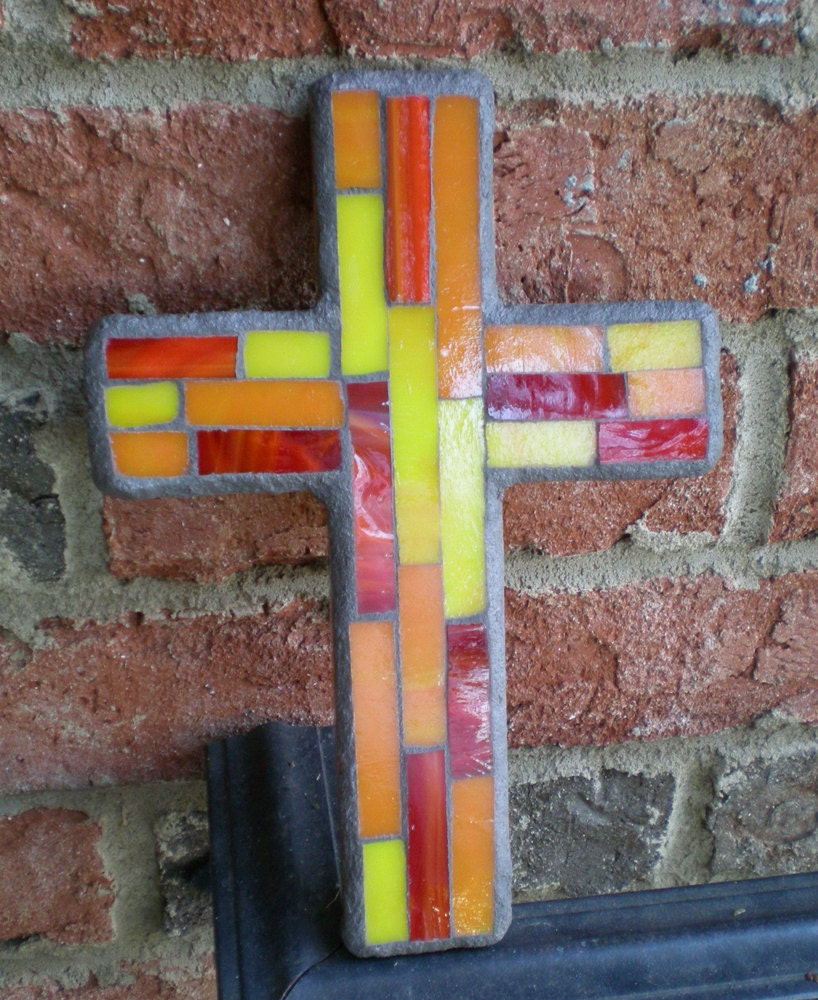 Stained Glass Mosaic Cross Wall Art