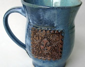 Blue Celestial Sun and Spirals Mug