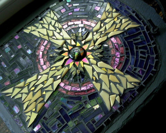 Celtic Cross Mosaic in Violet and Gold