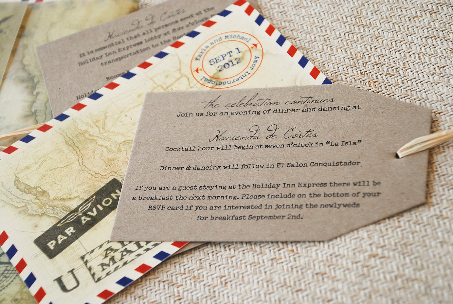 Vintage Air Mail Destination Wedding Invitation (Mexico) - Design Fee
