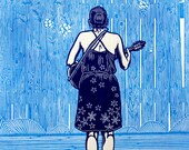 She Plays the Jarana Jarocho Linocut Print