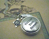 Compass Necklace Follow Your Dreams Open Face