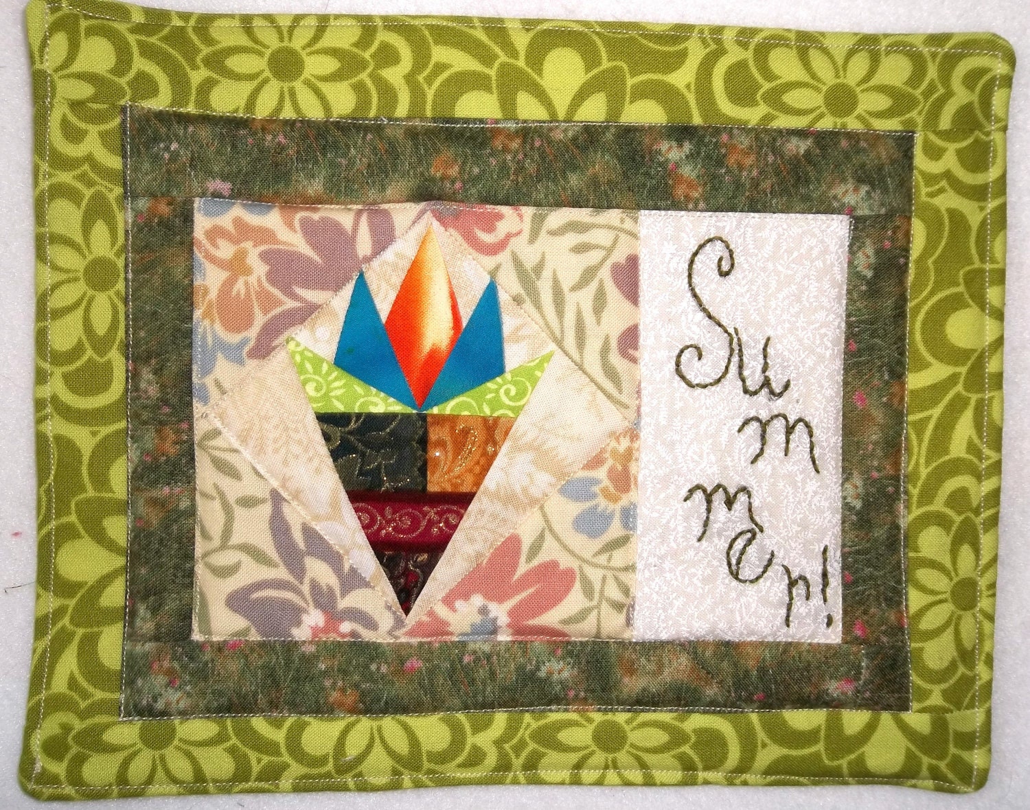 Patchwork Quilted Mugrug, Summer Fling Nosegay