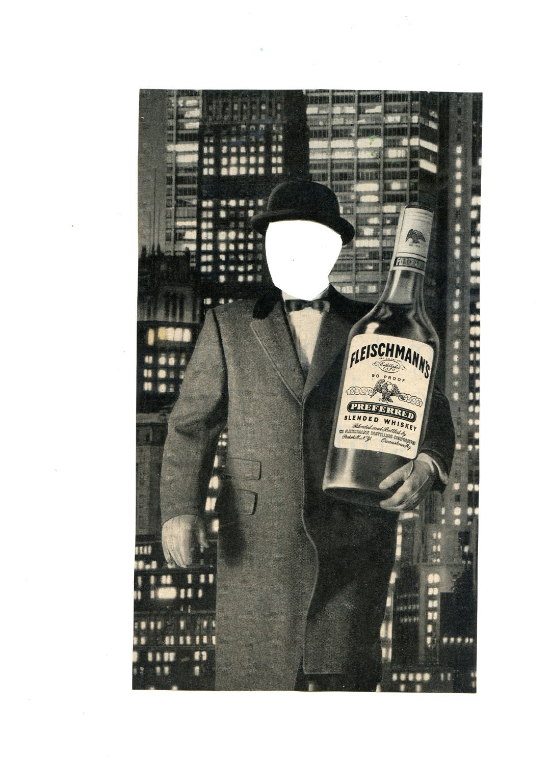 The Man Who Wasn't There. Collage print by Vivienne Strauss.