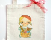 CANVAS TOTE BAG french girl with Dachshund Gift Bag reusable environmentally friendly bag by tascha