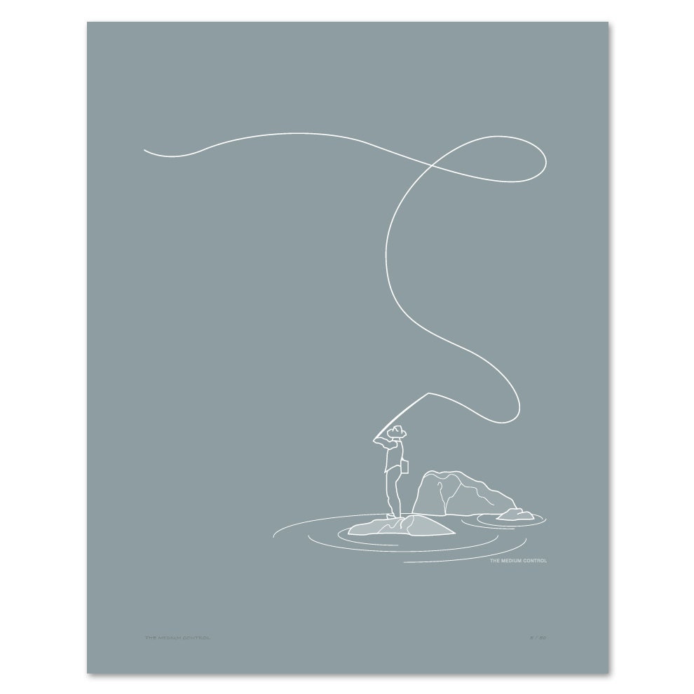 Art Print - Fly Fishing - Hand Screen Printed - 16 x 20"