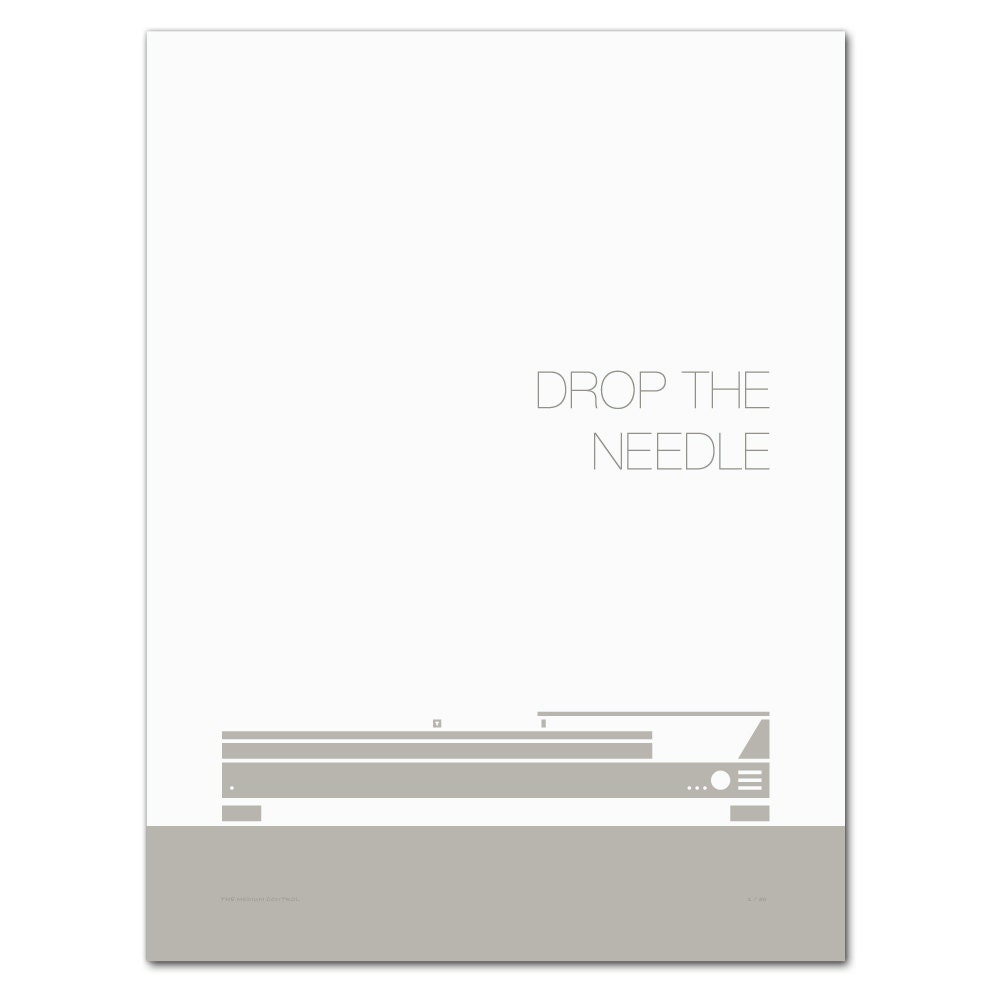 Print: Drop the Needle - Mid Century Turntable Illustration