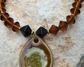 Crackle-Glazed Ceramic Pendant Necklace