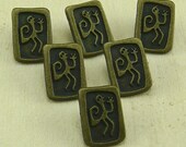 B 13)   5/8 "  Rectangular Antique Brass Metiscus Button