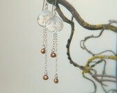 Rock Crystal Quartz, Silver and Freshwater Pearl Fringe Earrings