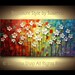 ORIGINAL Large Abstract Contemporary White Flowers Landscape Heavy Texured Modern Multicolored Painting by Susanna Ready to Hang 48x24
