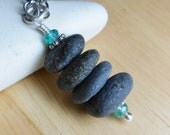 Beach Stone Jewelry, INUKSHUK, Stacked Cairn Beachstone Necklace