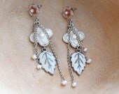 Pastel Enamel Earrings Flower Pearl Earrings