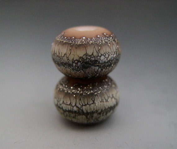 Naos Glass - Strata - Made To Order Artisan Glass Beads Handmade Lampwork Beads SRA Caramel Cream Black Cafe Au Lait - leteam