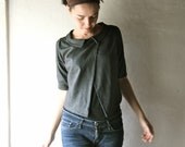 Womens cropped coat - mod grey blazer jacket - bon ton winter fashion wool outerwear