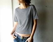 Womens Top - short sleeved tshirt - stripy tank top - custom handmade clothes
