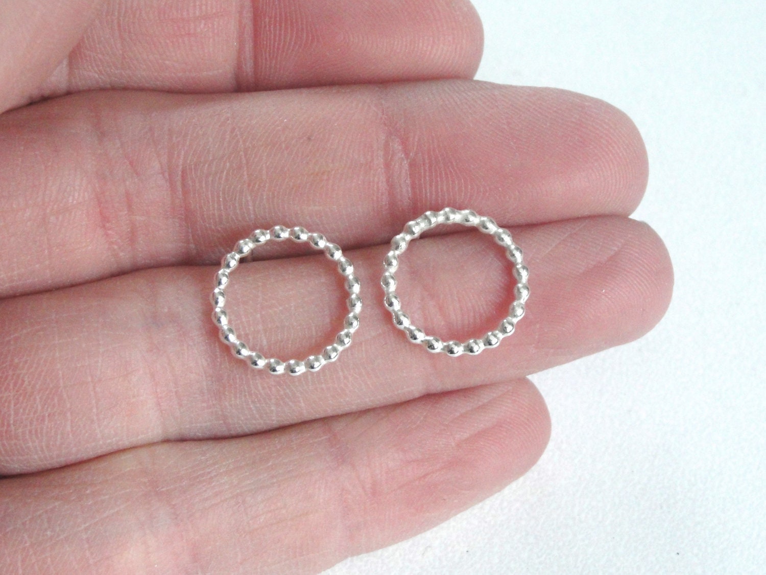 Sterling Silver Post Stud Dotted Loop Earrings