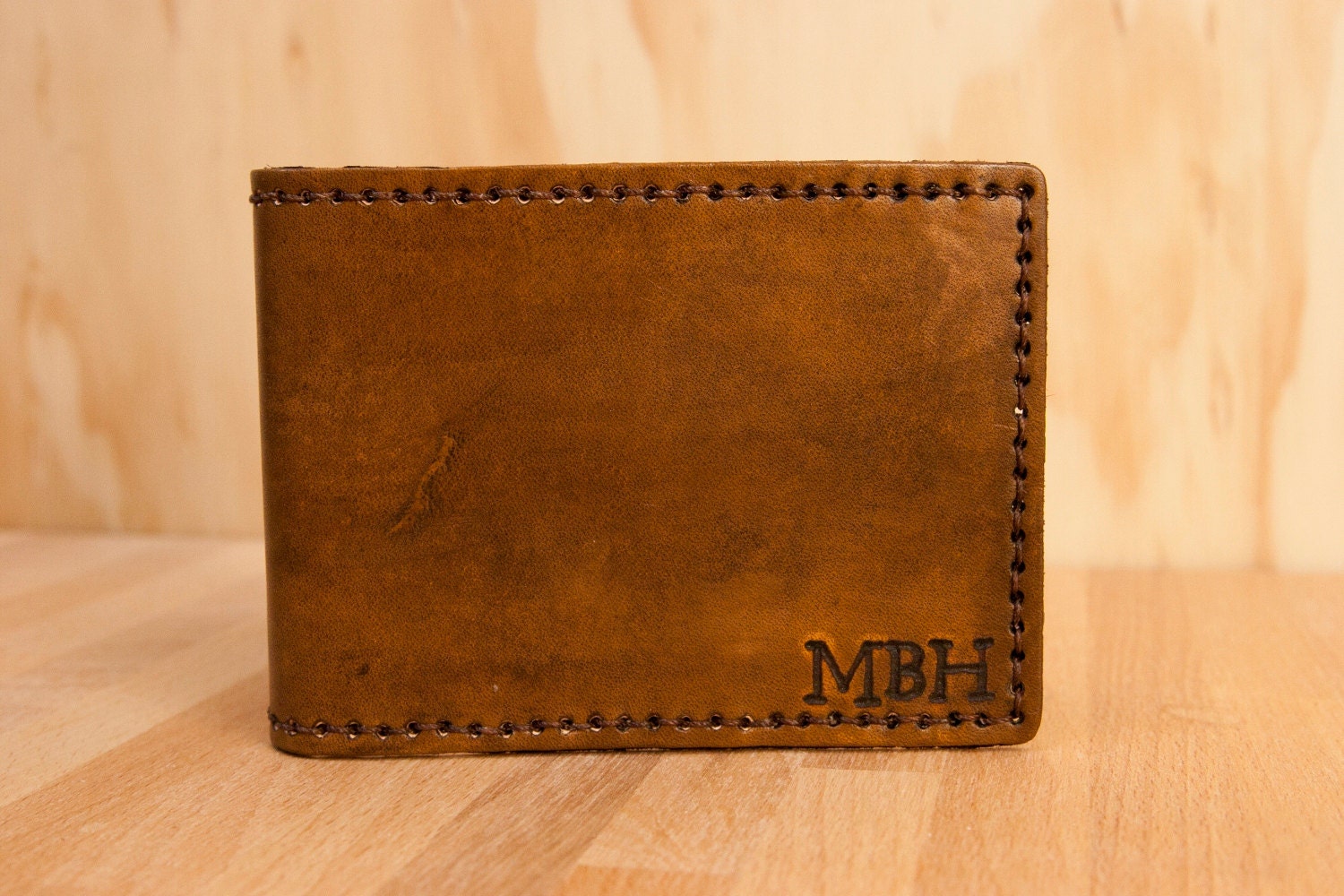 Monogram Wallet - Leather in Antique Brown