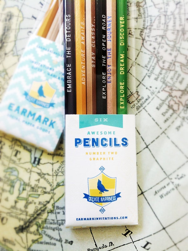 We are what we make pencil 6 pack in metallic blue. Made in USA.