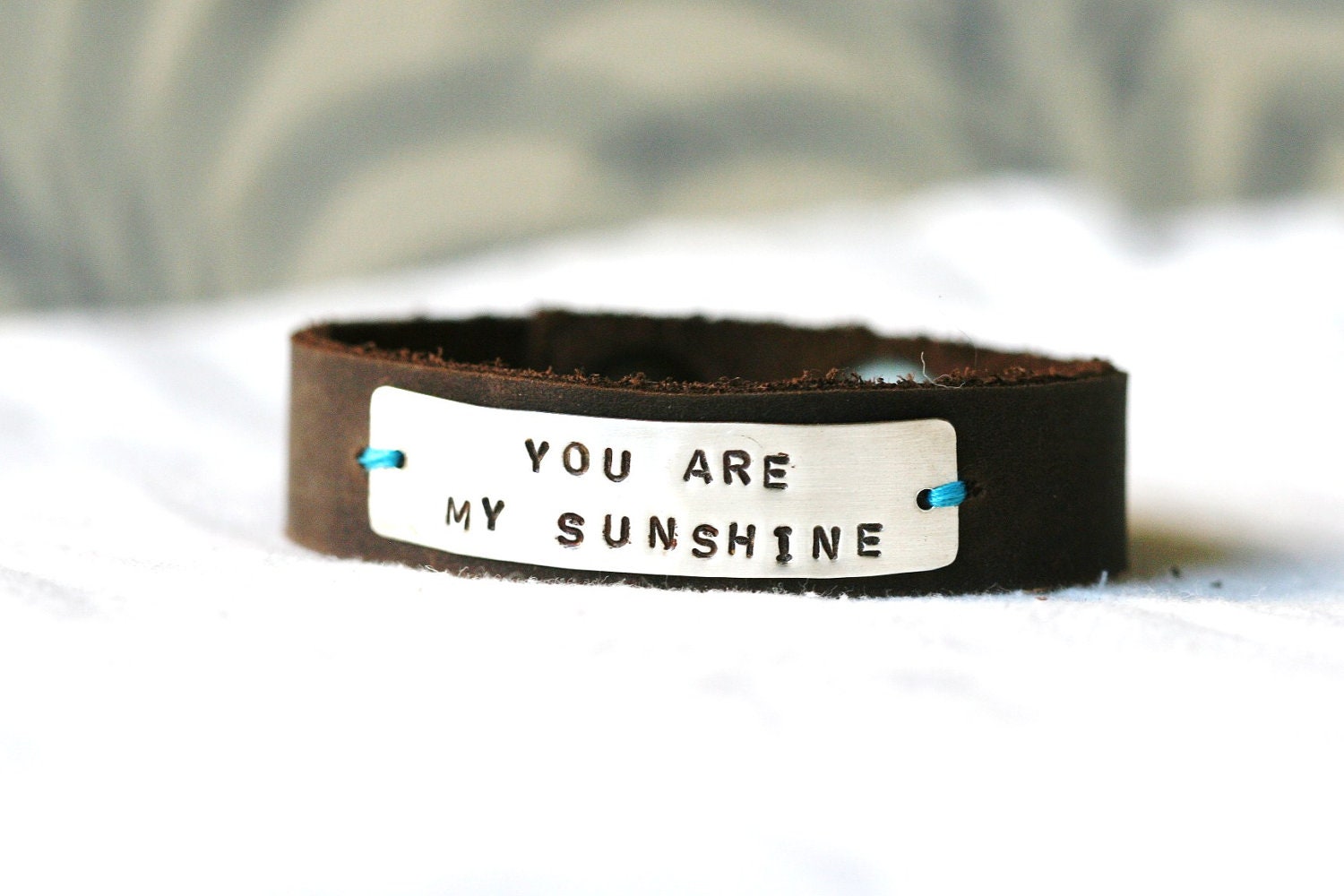 You Are My Sunshine Bracelet...Handstamped...Silver...Modern...Free Shipping
