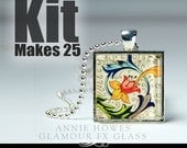 1 Inch Clear Square Glass Pendant Kit with Pendant Trays, Glamour Seal, and 25 Matching Ball Chains. Makes 25.