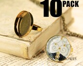 10 Vintage Gold Bezel Circle Ring Blanks. Fill with Luxe Resin or Glamour FX Glass.