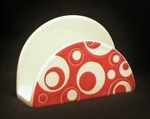Napking Holder. Solid Red Circle Napkin Holder. Red. Circles. Swirls. Dots. Handmade by Sara Hunter Designs
