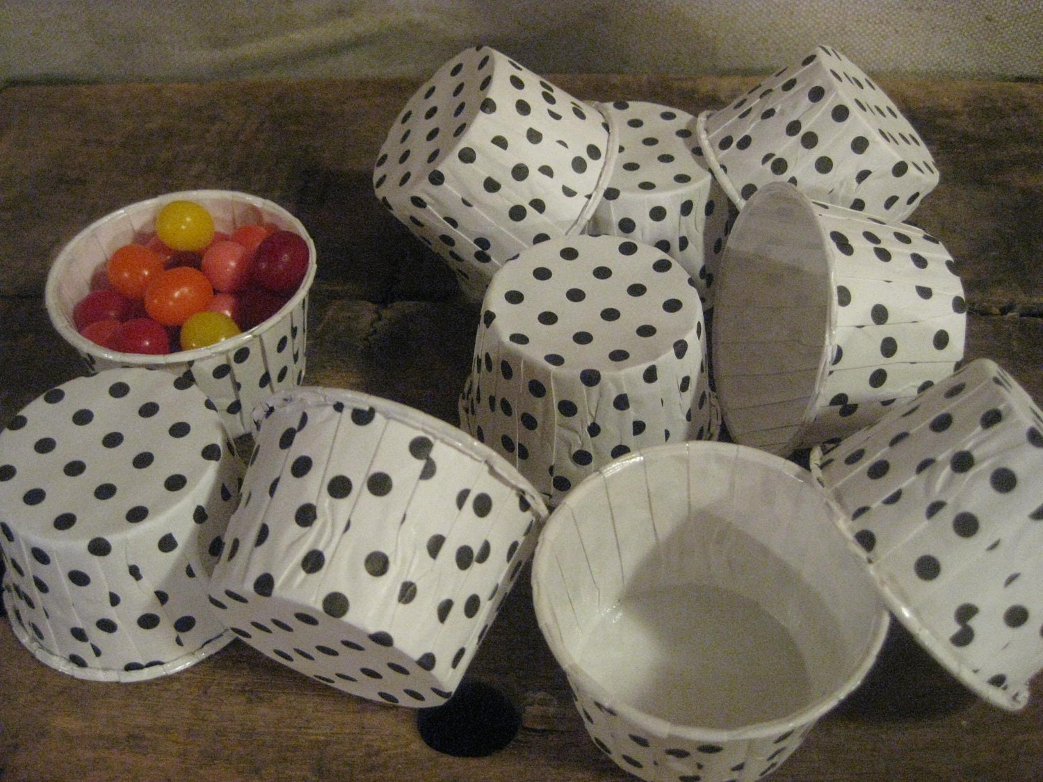 Black Dots Paper Candy Cup - Dessert Cups - Ice cream cups - Nut Cups - Portion Cups Set of 12 Il_570xn