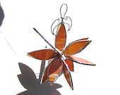 Tangerine Blast - Medium 3D Stained Glass Flower Burst - Orange Home Garden Decor Suncatcher Hanging Ornament Yard Art Abstract Petals