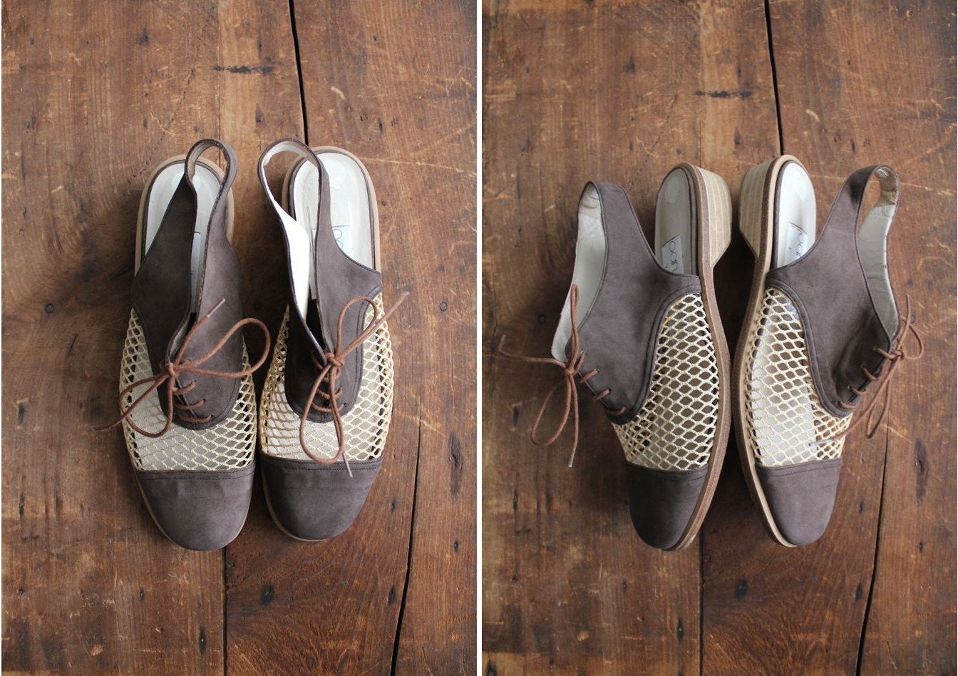 vintage mesh shoes / open heel oxfords / size 7.5-8
