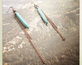 turquoise spikes and copper earrings