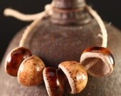 Handmade stoneware bead caps/cones Golden Tan & Tan (5)