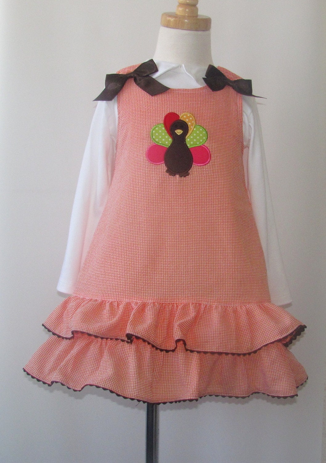 Girls Thanksgiving dresses, Personalized Thanksgiving dress Appliqued, FREE Personalization 4T and 5T